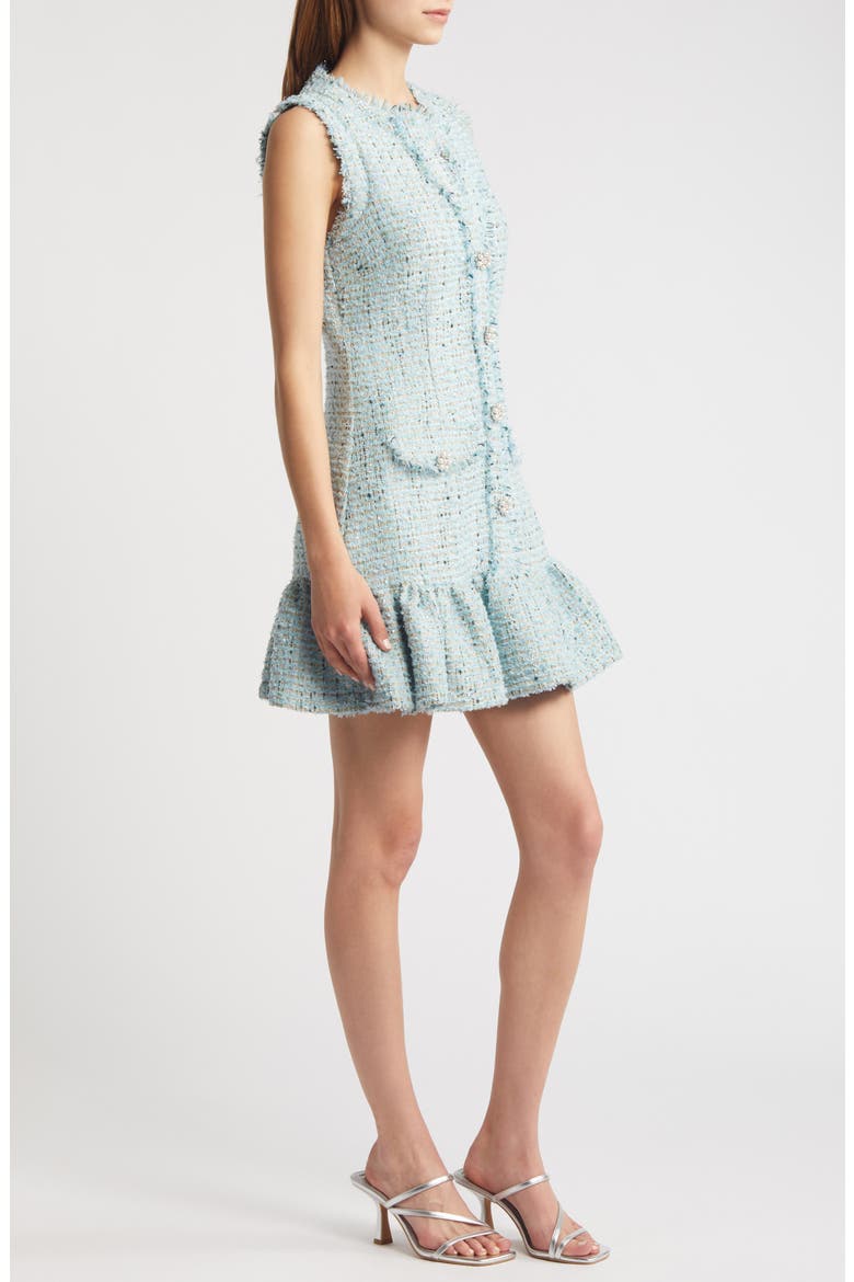 Angeline Button Front Tweed Minidress, Alternate, color, BLUE MULTI