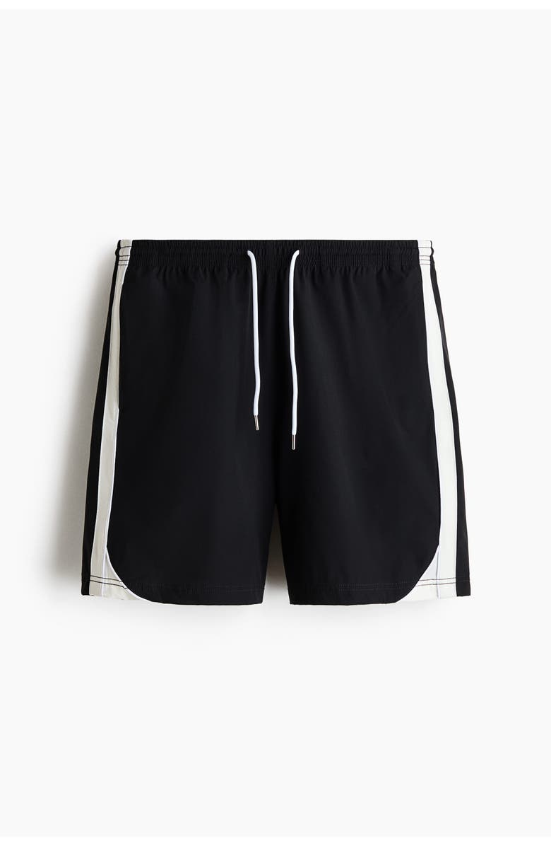 H&M Regular Fit Track Shorts, Main, color, Black/Color Block