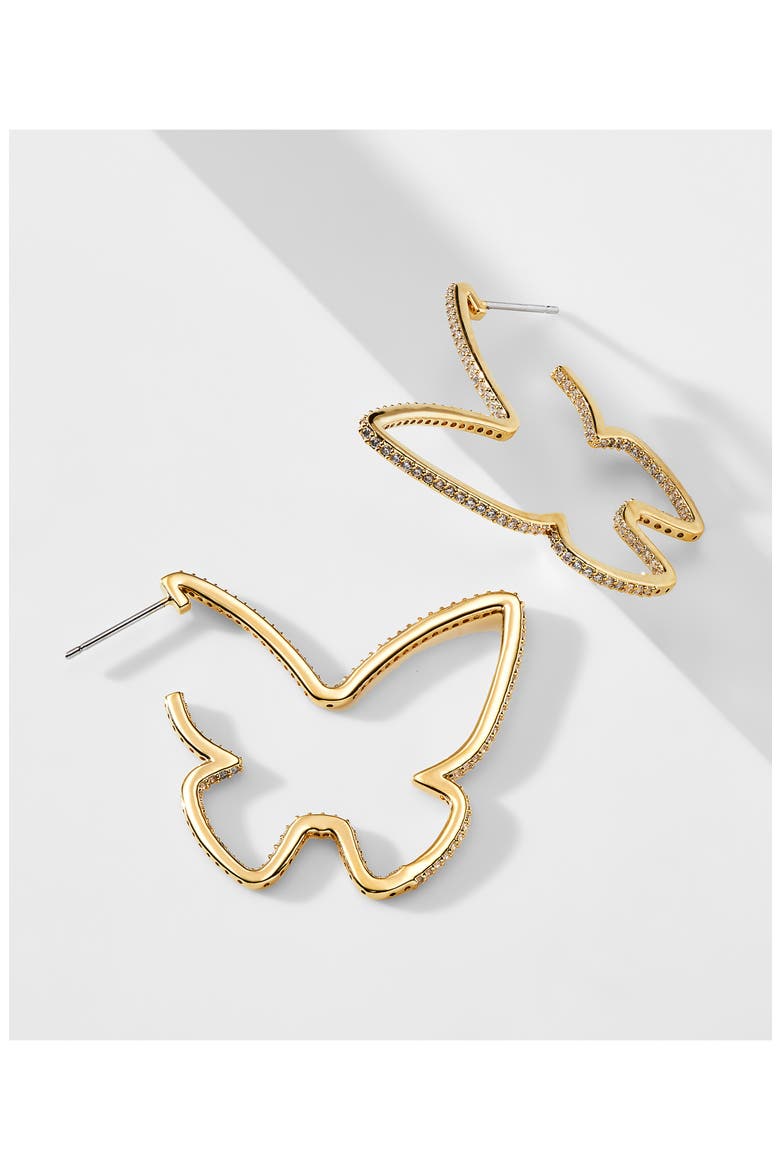 Cirque Butterfly Hoop Earrings, Alternate, color, GOLD