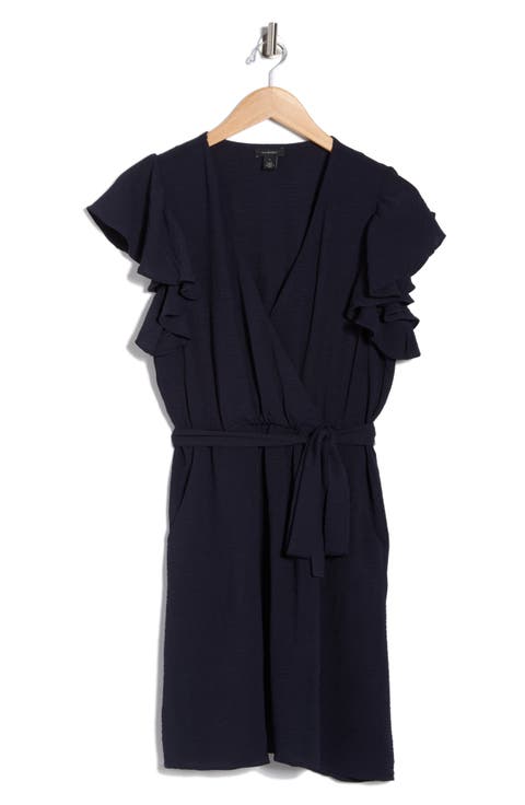 Flutter Sleeve Tie Waist Dress
