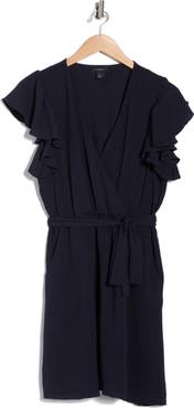 Halogen® Flutter Sleeve Tie Waist Dress