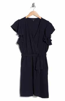 Halogen® Flutter Sleeve Tie Waist Dress