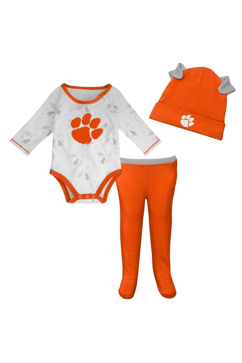 Newborn & Infant Orange/White Clemson Tigers Dream Team Raglan Long Sleeve Bodysuit Hat & Pants Set, Main, color, Orange