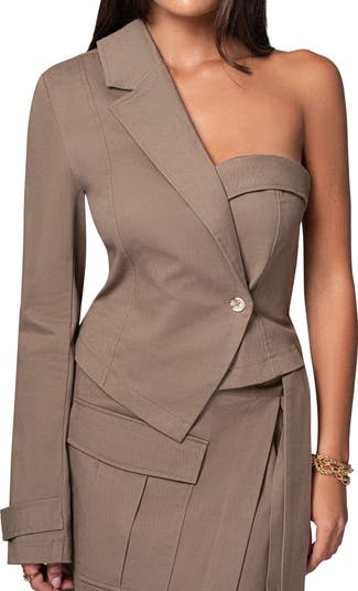 Amal One-Shoulder Blazer Top