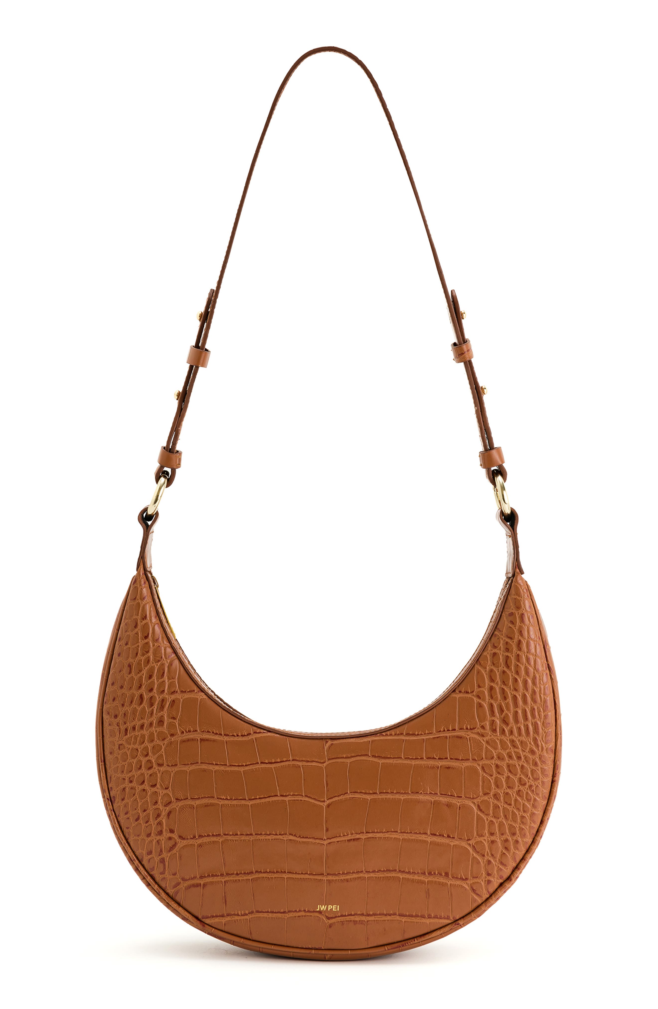 JW PEI Carly Croc Embossed Faux Leather Shoulder Bag, Main, color, 