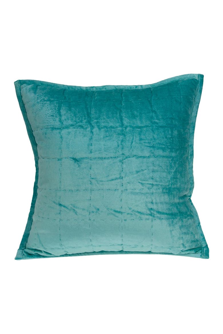 Gorty Transitional Solid Quilted Pillow - 20" x 20" - Aqua, Main, color, AQUA