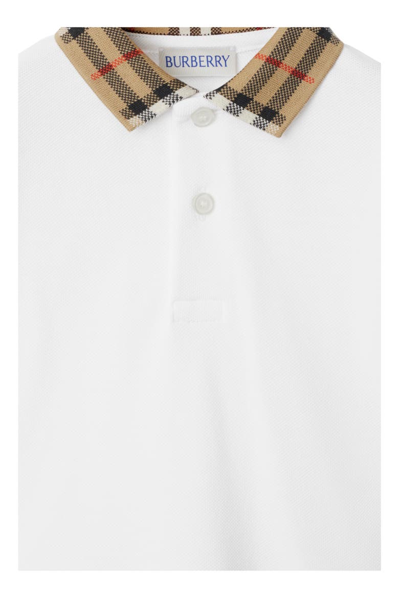 Check Collar Cotton Polo Shirt, Alternate, color, White