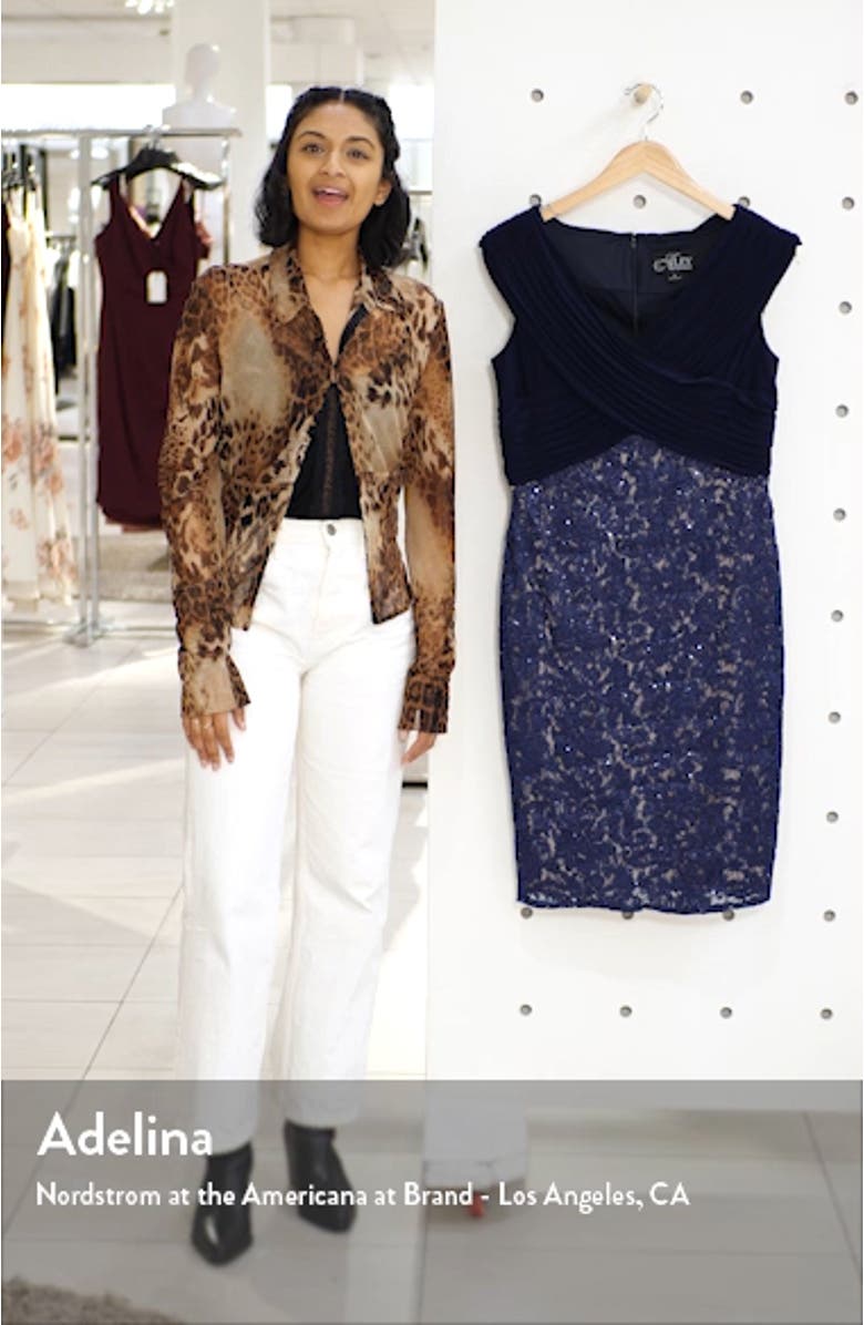 Pleat & Sequin Lace Cocktail Dress, sales video thumbnail