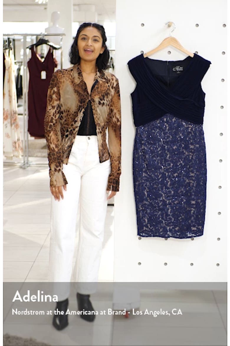 Pleat & Sequin Lace Cocktail Dress video