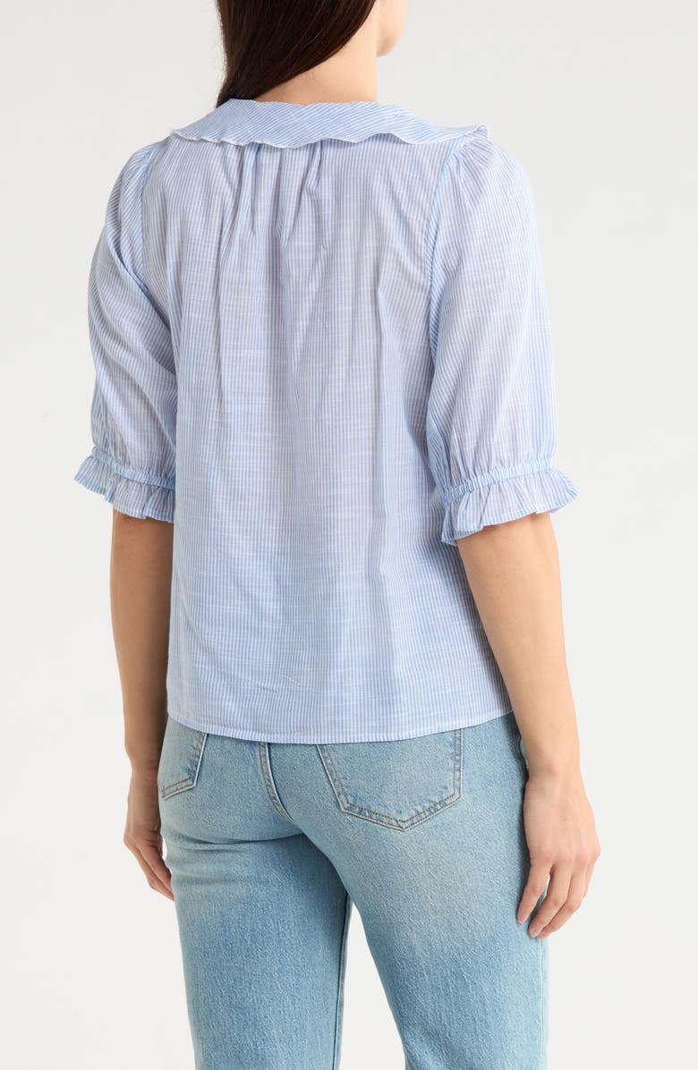 Trove New York Ruffled Button-Up Shirt, Alternate, color, Like Denim