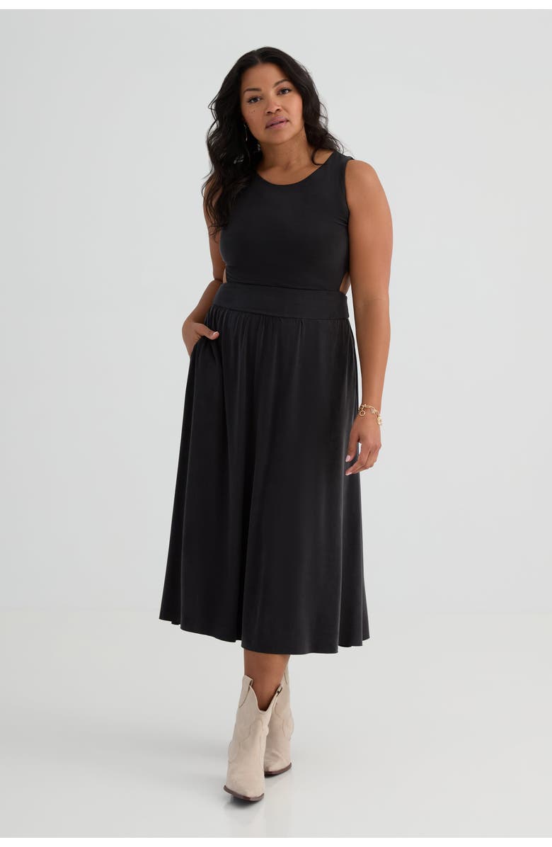 KADA The Cupro Cut Away Dress, Main, color, Ink