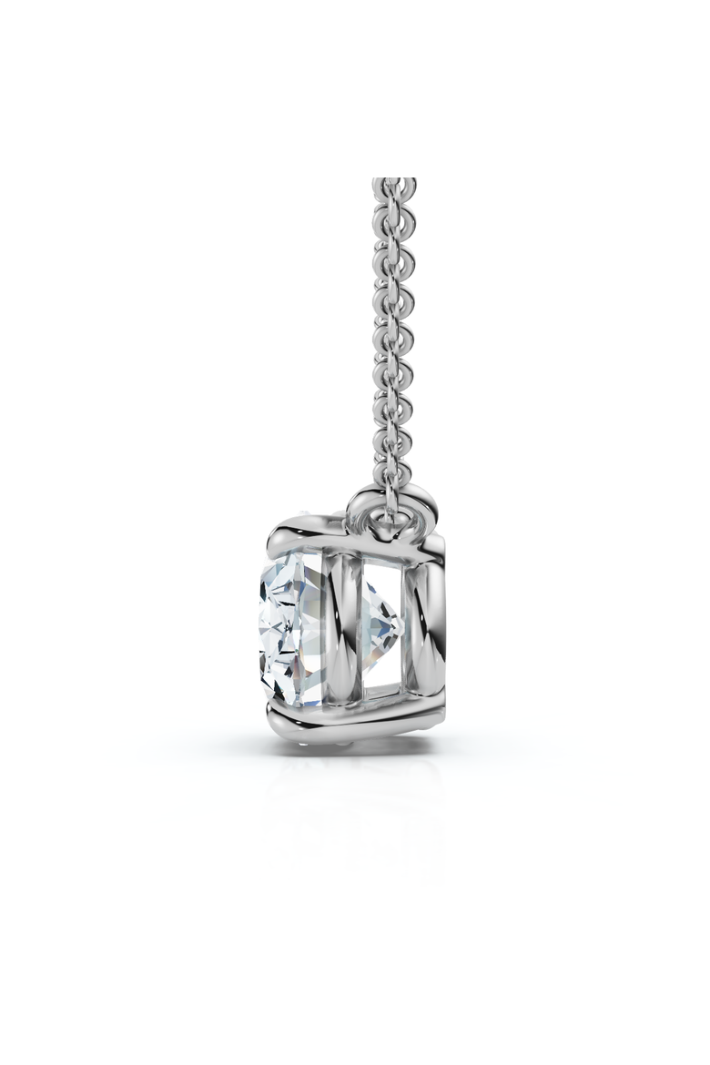 1ct Solitaire Oval Diamond Pendant 14k Gold Women's 18" Chain Lab Grown, Alternate, color, White Gold