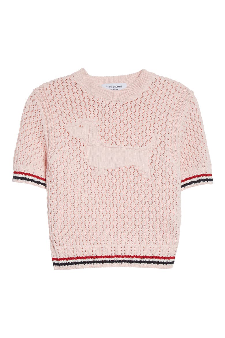 Hector Icon Cotton Pointelle Stitch Crop Sweater, Alternate, color, LIGHT PINK