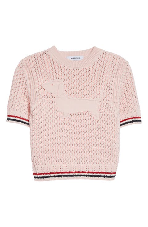 Hector Icon Cotton Pointelle Stitch Crop Sweater