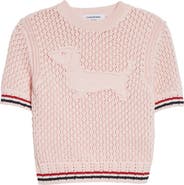 Thom Browne Hector Icon Cotton Pointelle Stitch Crop Sweater