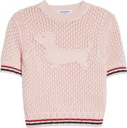 Thom Browne Hector Icon Cotton Pointelle Stitch Crop Sweater