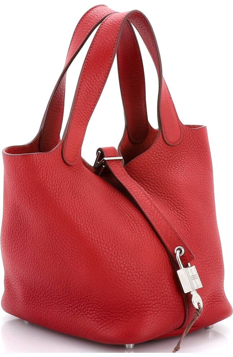 Pre-Owned Hermes Picotin Lock Bag Clemence PM, Alternate, color, Rouge Garance