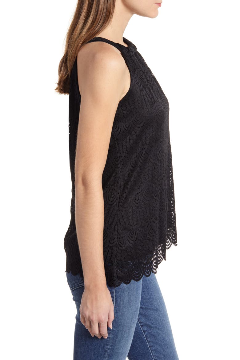 Loveapella Lace Halter Neck Tank Top, Alternate, color, BLACK