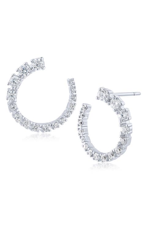 Round Cubic Zirconia Open Circle Earrings