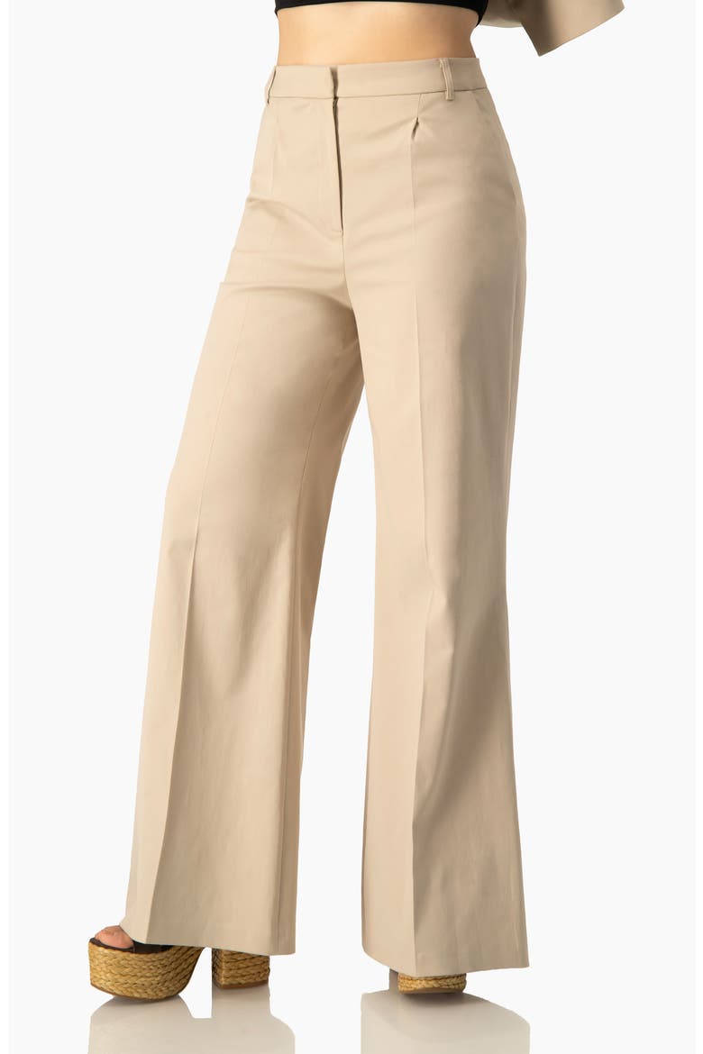 Wide-Leg Flare High-Waist Tailored Pants, Alternate, color, Beige