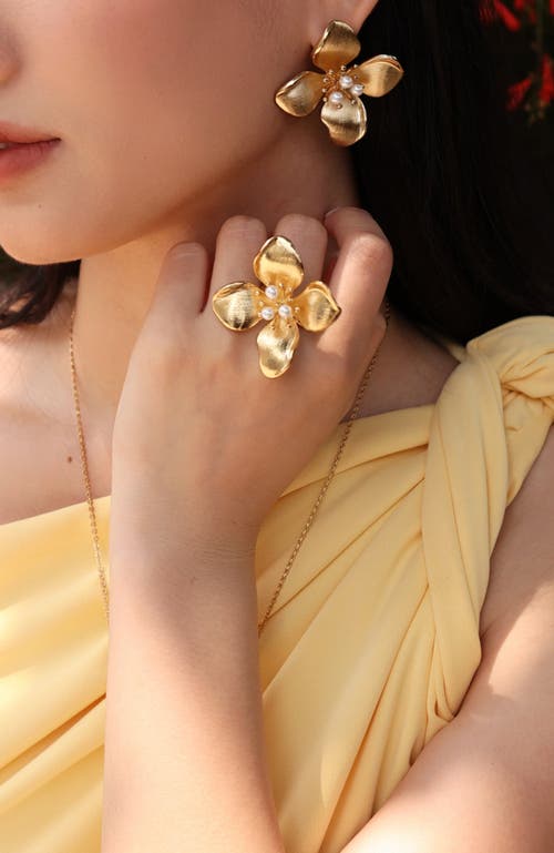 Retro Chic Large Iris Blossom Ring In Multi