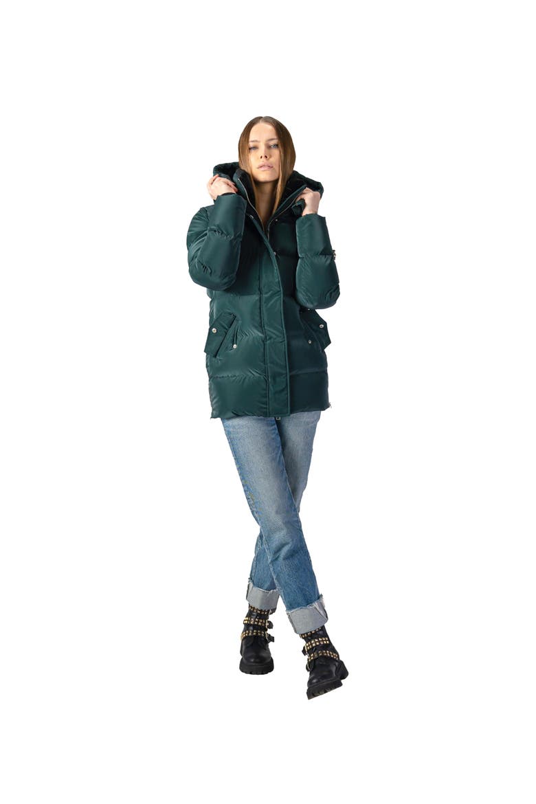 Women's Bumnester 3/4 Length Quilted Coat, Alternate, color, GREEN DIAMOND