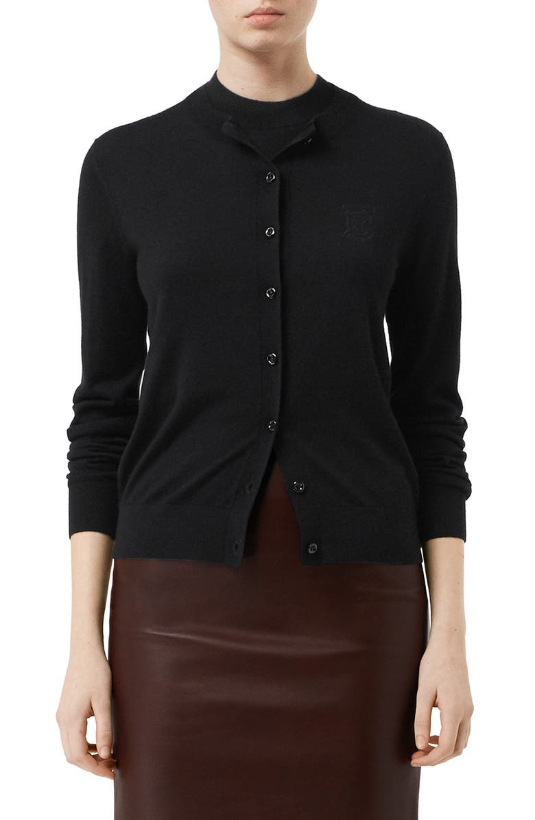 Burberry Monogram Logo Cashmere Cardigan, Main, color,
