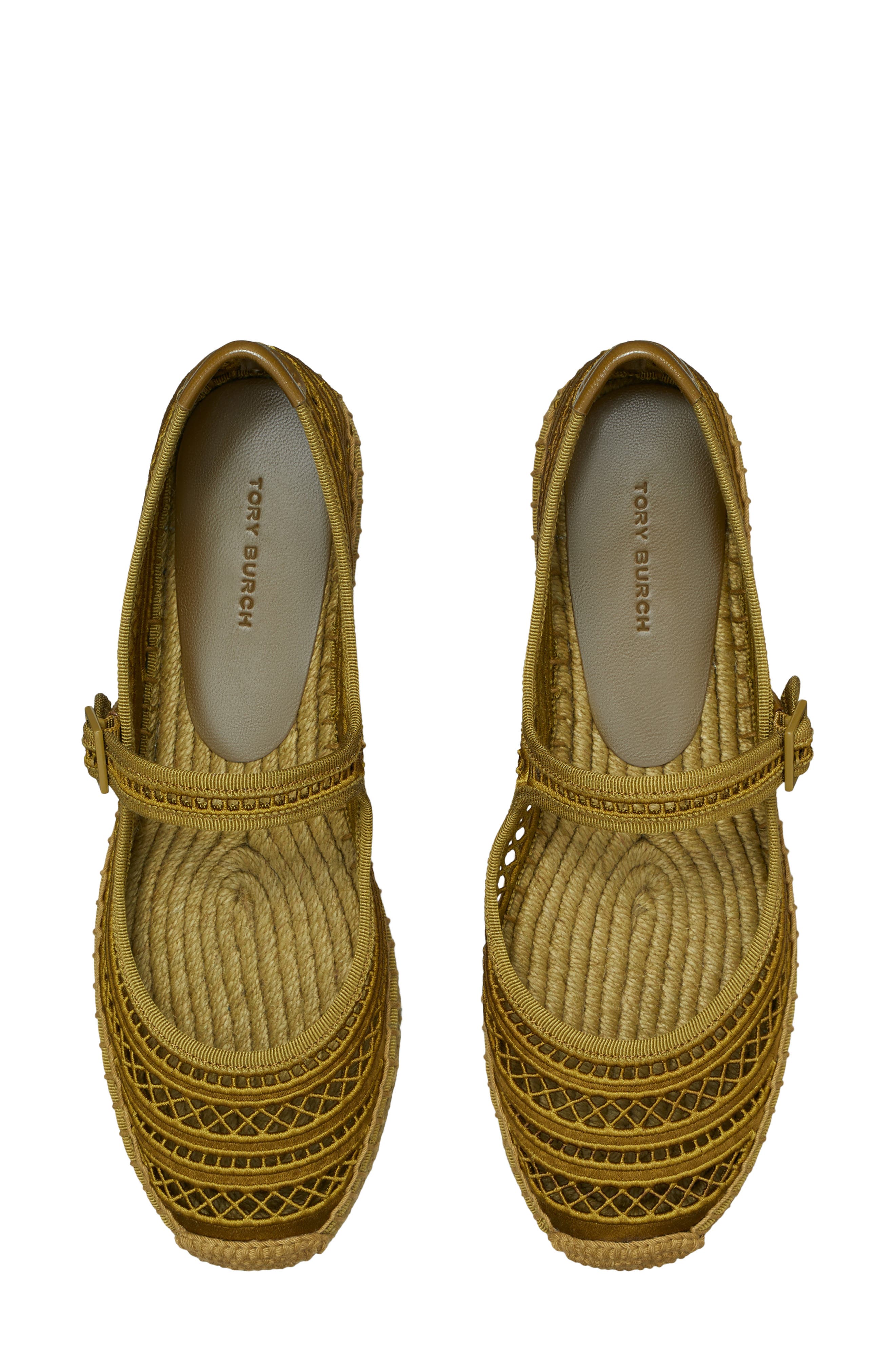 Tory Burch Open Weave Mary Jane Espadrille Flat, Alternate, color, Olive Twig