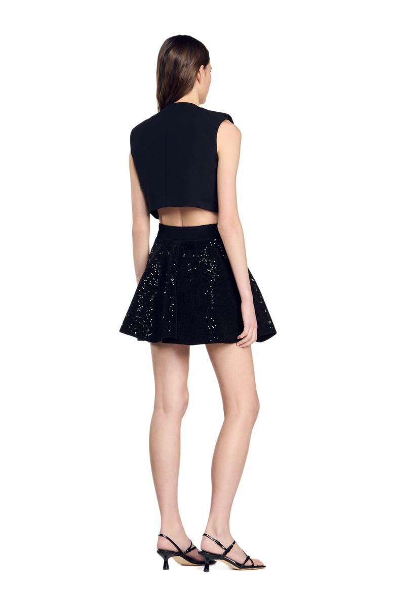 SANDRO Short sequinned skater skirt, Alternate, color, 