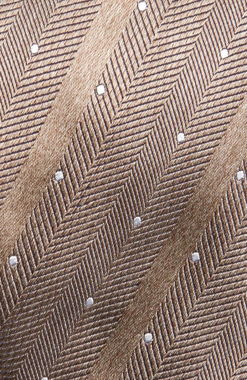 David Donahue Polka Dot Silk Tie In Brown