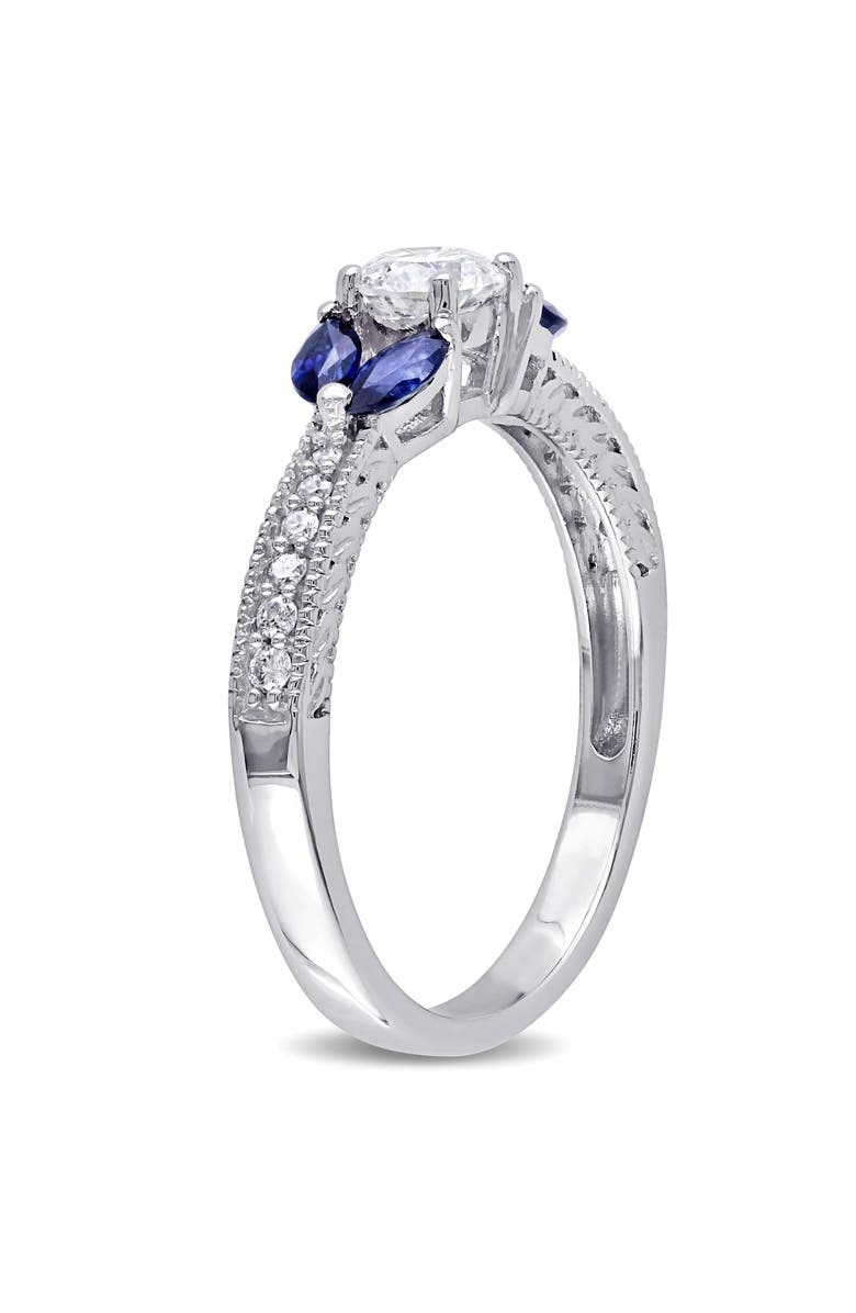 Julianna B. Diamond & Sapphire Engagement Ring 10k, Alternate, color, 10K White Gold