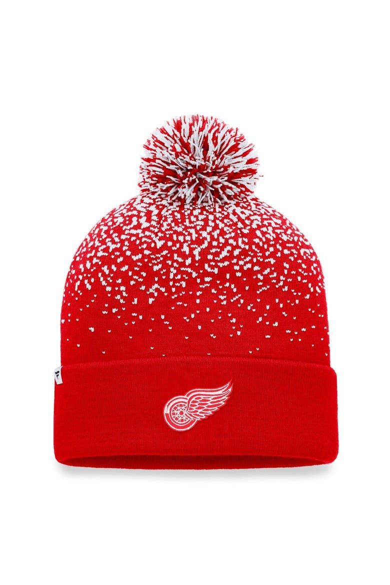 Men's Fanatics Branded Red Detroit Red Wings Iconic Gradient Cuffed Knit Hat with Pom, Alternate, color, Red