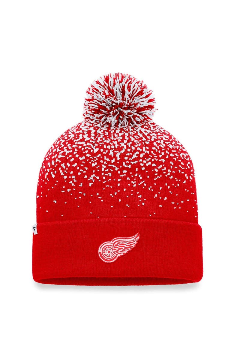 FANATICS Men's Fanatics Branded Red Detroit Red Wings Iconic Gradient Cuffed Knit Hat with Pom, Alternate, color,