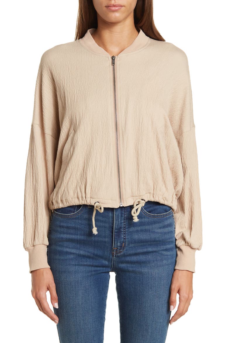 Novelty Fast Car Crop Bomber Jacket, Alternate, color, LIGHT TAN