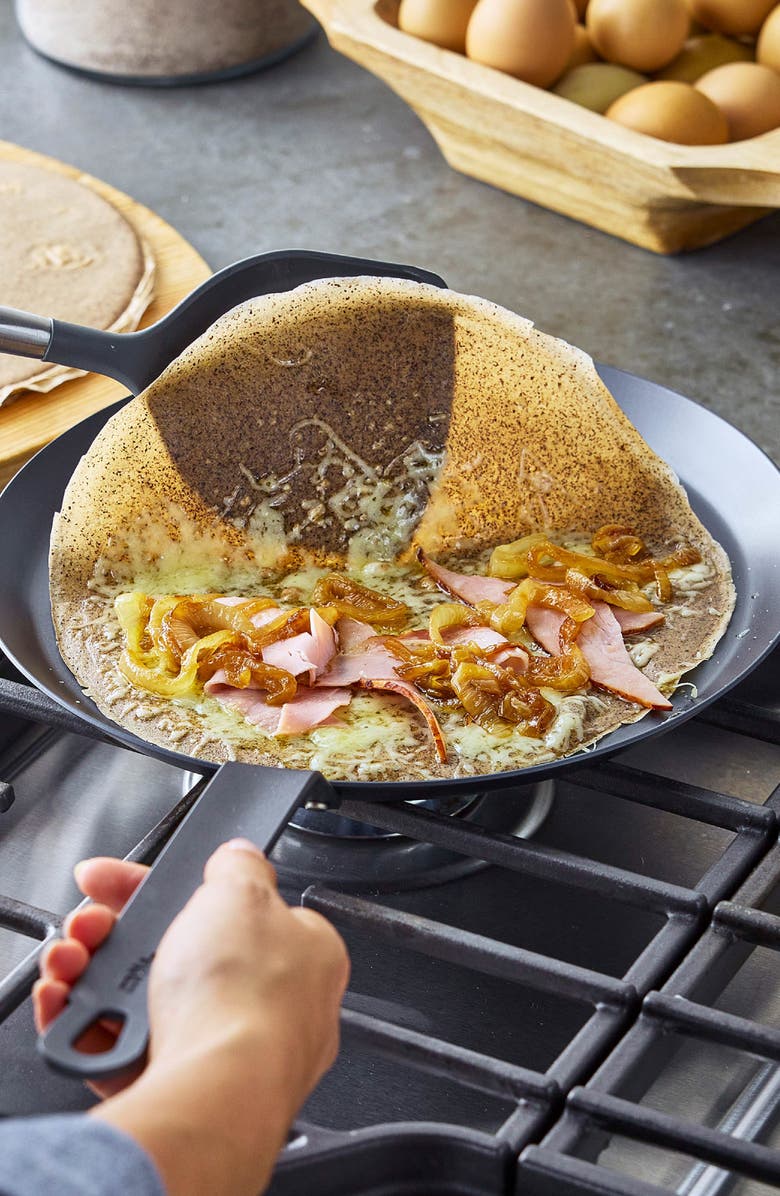 GreenPan x Bobby Flay 11" Carbon Steel Crepe Pan, Alternate, color, Black