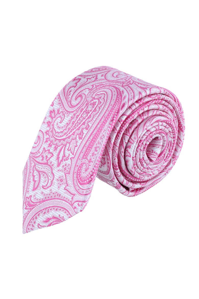 Sobee Paisley Silk Necktie & Sutton Pocket Square Bundle, Alternate, color, Pink & White