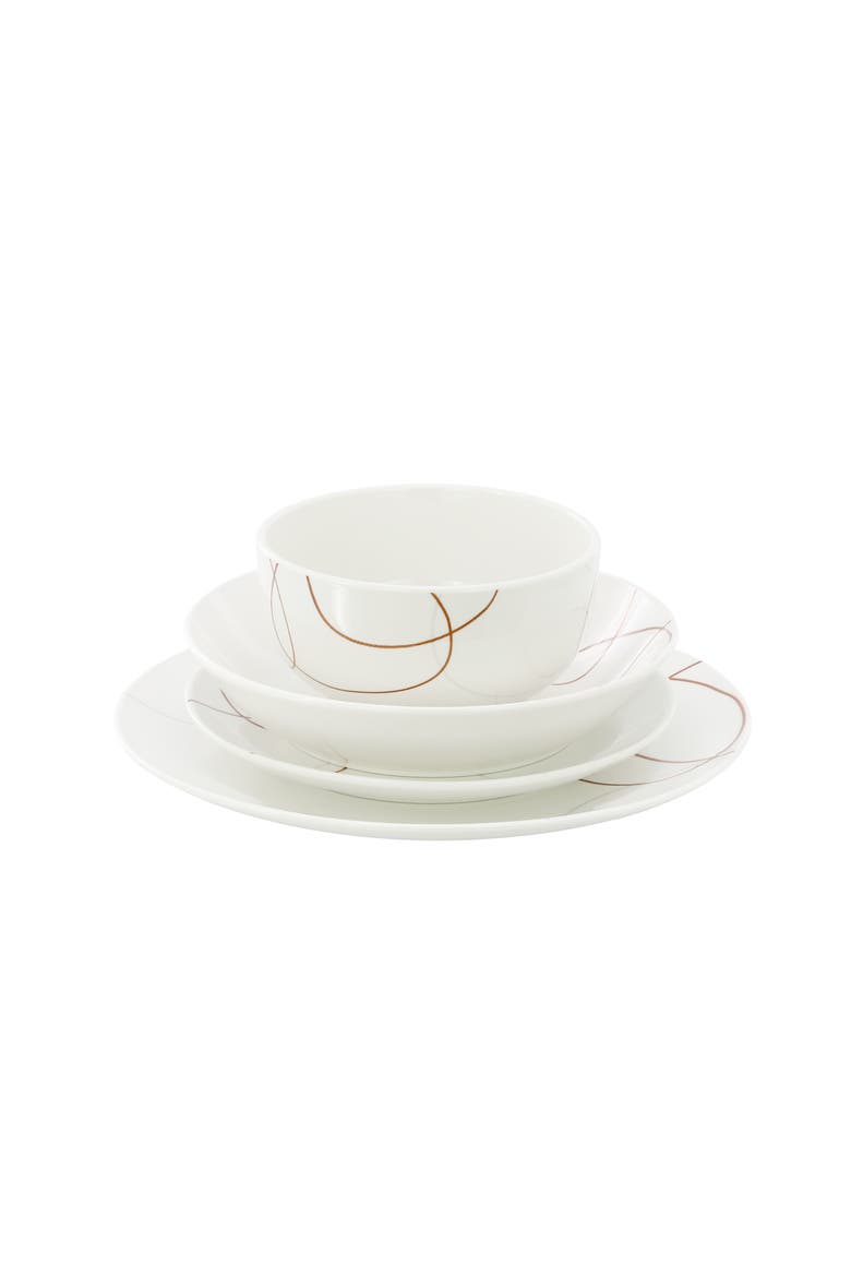 Sydney 16 Piece Porcelain Double Bowl Dinnerware Set, Alternate, color, White