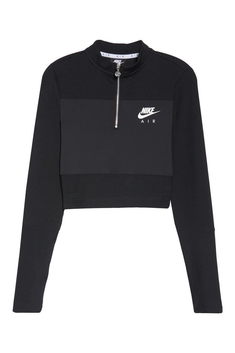 Sportswear Air Half Zip Crop Pullover, Alternate, color, BLACK/ ICE SILVER