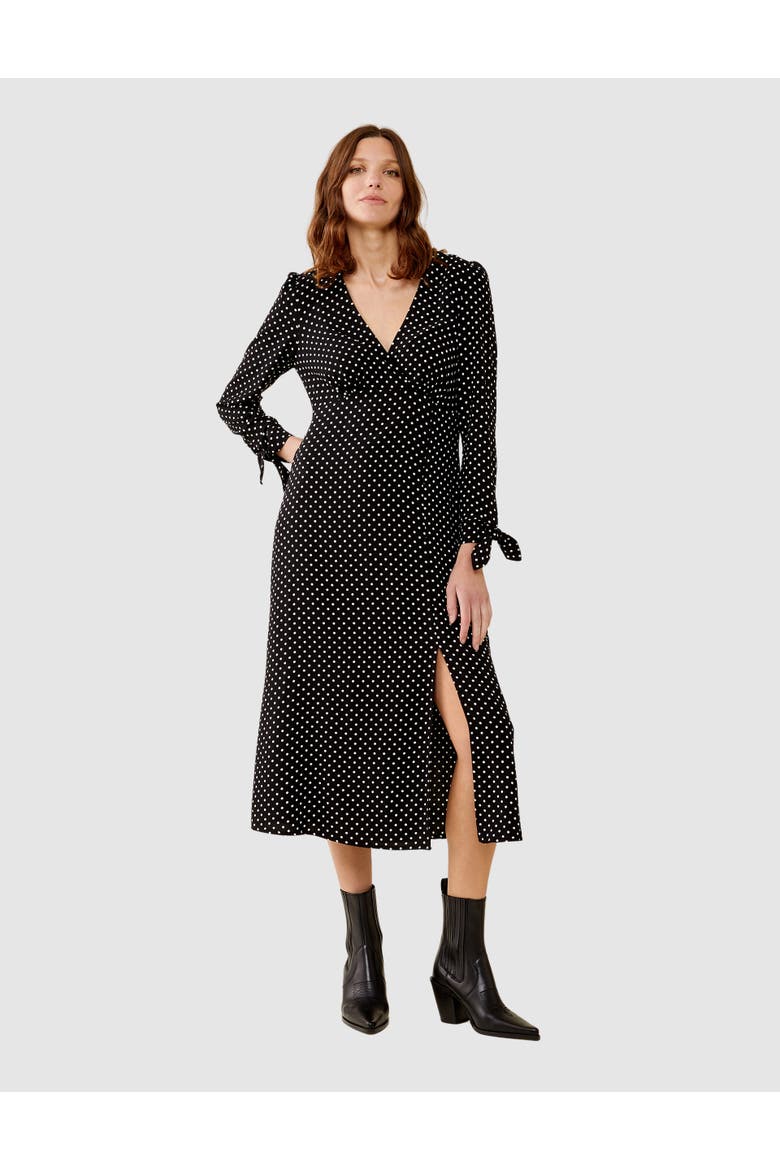 Laine Polka Dot Spot Midi Dress, Main, color, Black Spot