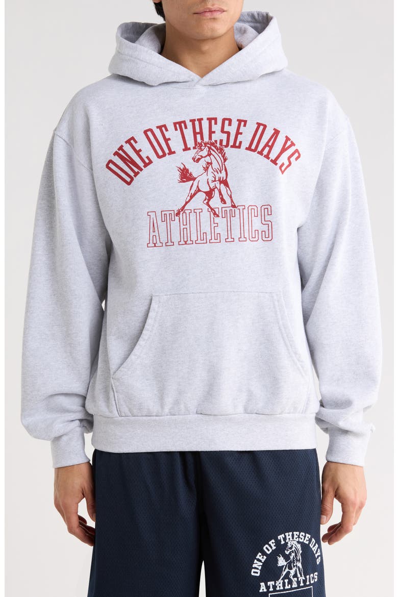 Mustang Athletics Pullover Hoodie, Main, color, HEATHER GREY