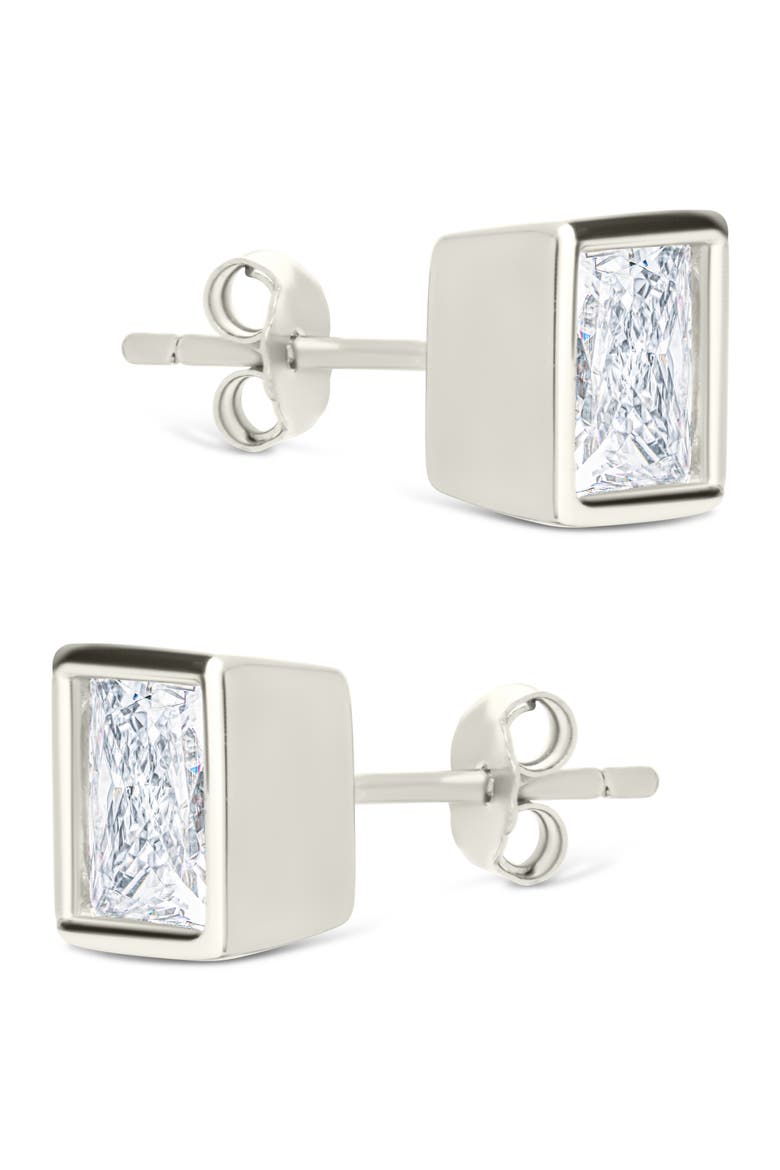 Princess Cut Cubic Zirconia Stud Earrings, Alternate, color, SILVER