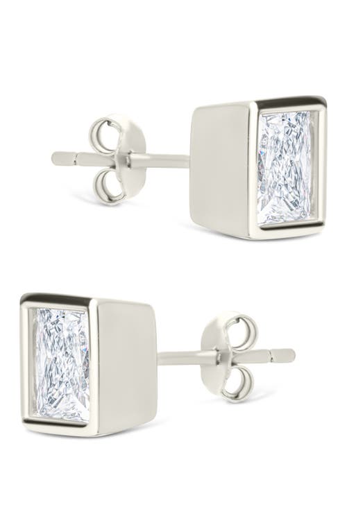 Sterling Forever Princess Cut Cubic Zirconia Stud Earrings In Silver