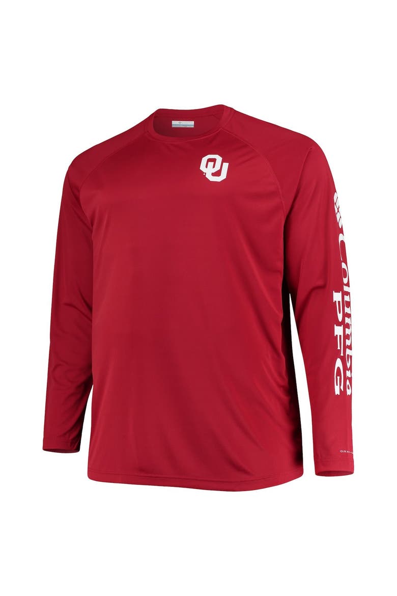Men's Columbia Crimson Oklahoma Sooners Big & Tall Terminal Tackle Raglan Omni-Shade Long Sleeve T-Shirt, Alternate, color, Crimson