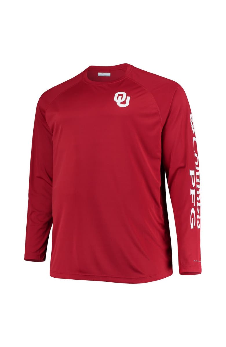 Columbia Men's Columbia Crimson Oklahoma Sooners Big & Tall Terminal Tackle Raglan Omni-Shade Long Sleeve T-Shirt, Alternate, color, Crimson