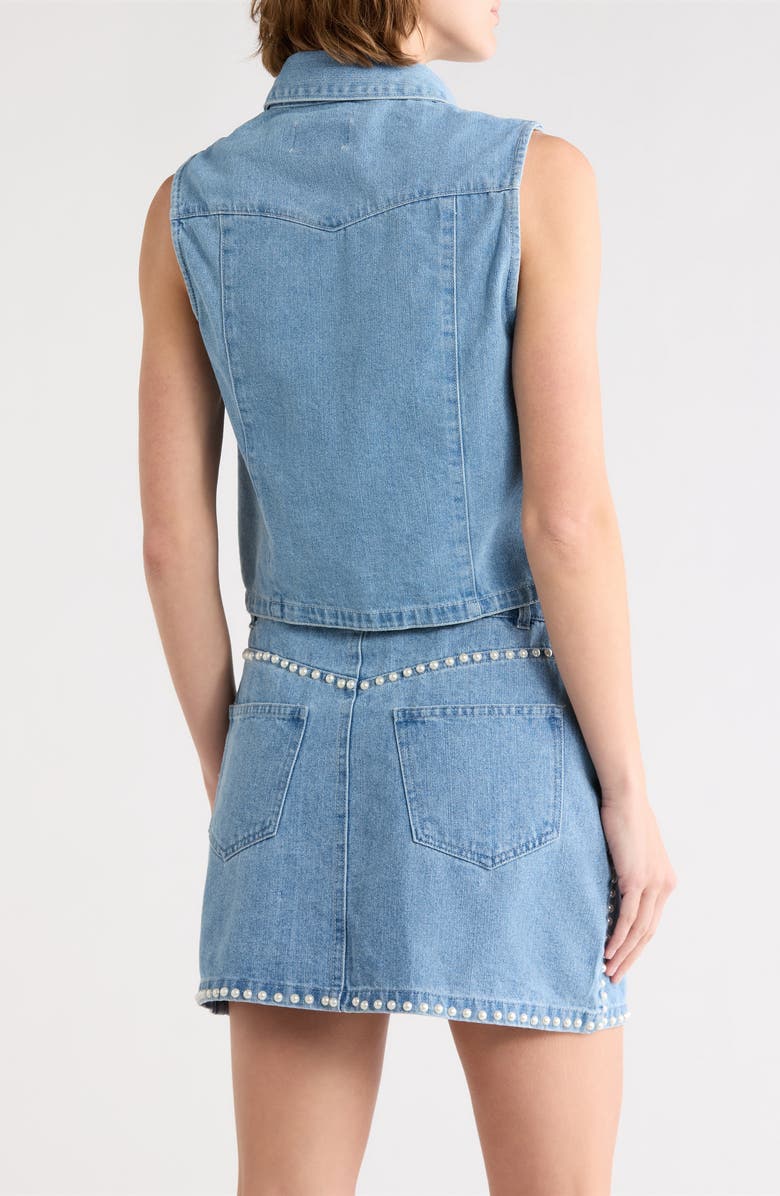 Vigoss Sleeveless Denim Shirt, Alternate, color, Light Wash