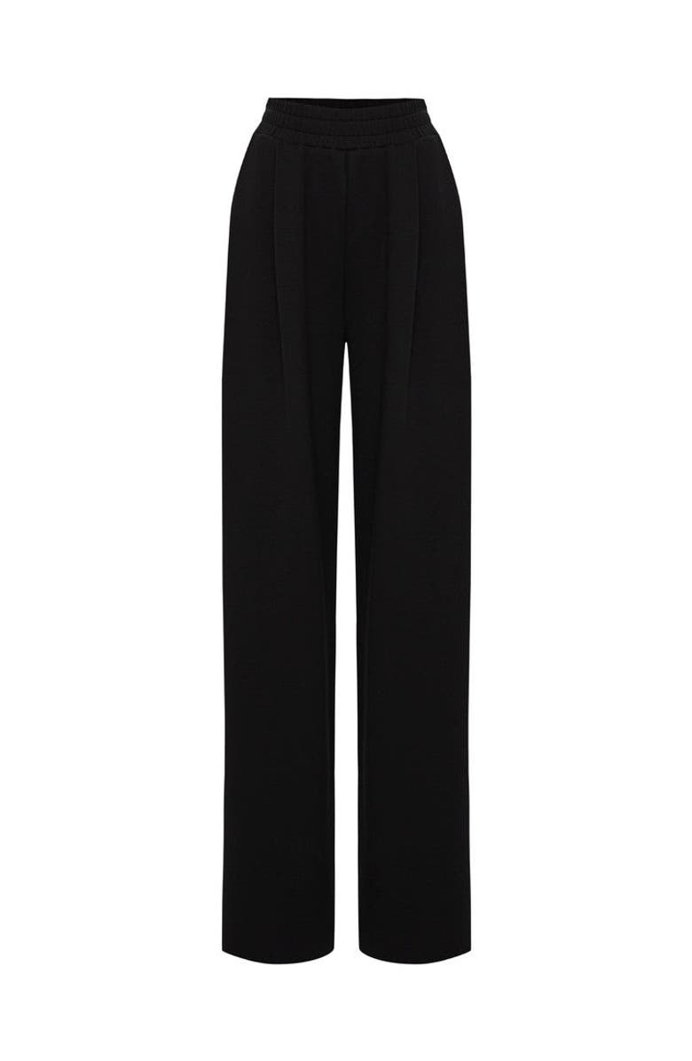Exquise Elastic Waist Wide Leg Pants, Alternate, color, Black