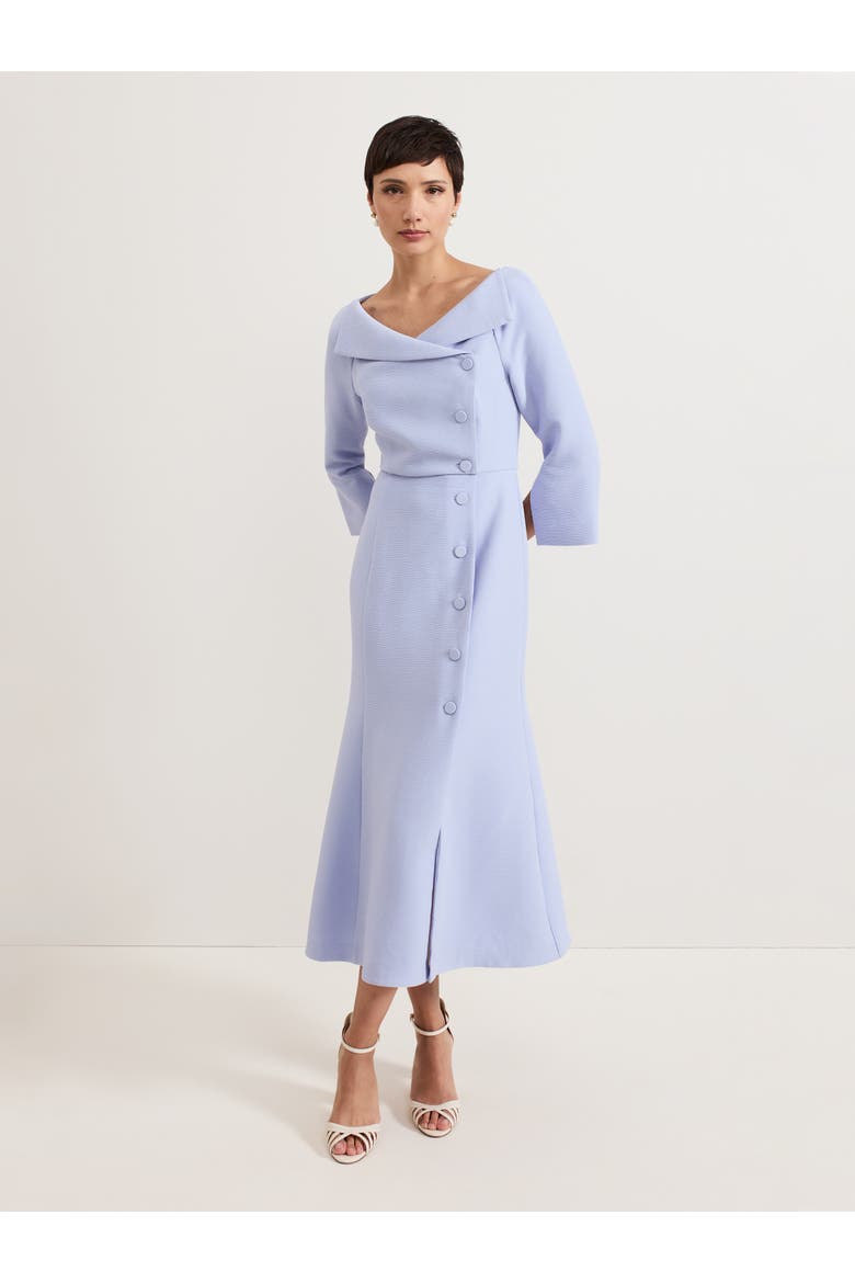 Sienna Asymmetric Collar Midi Tux Dress, Main, color, Pale Blue