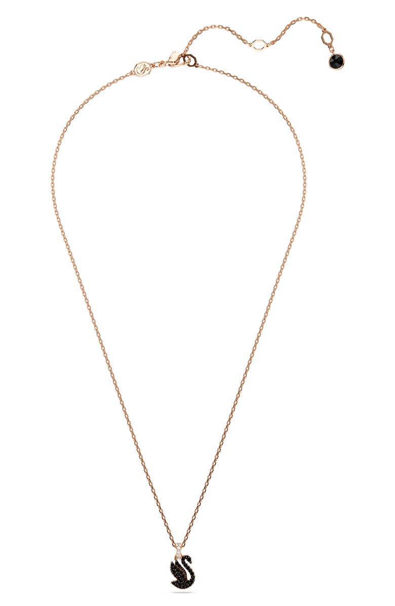 Swarovski Swan Crystal Pendant Necklace, Alternate, color, Black