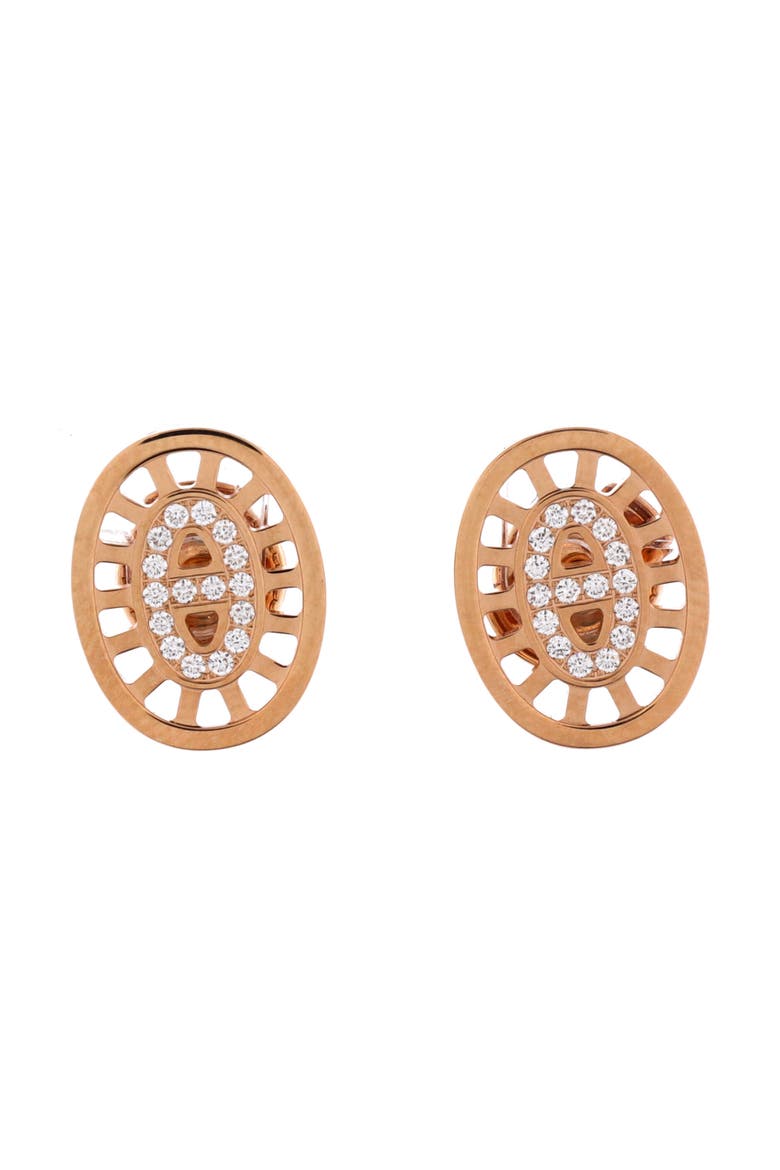 Chaine D'Ancre Divine Stud Earrings 18K Rose Gold with Diamonds Small, Main, color, Rose Gold