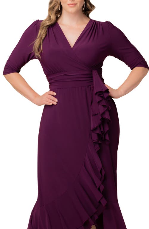 Kiyonna Veronica Ruffled High-low Evening Gown In Purple